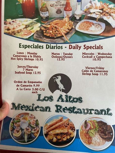 Online Menu of Los Altos Restaurant, Salinas, CA