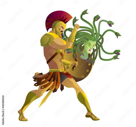 perseus cutting medusa's head in greek mythology Stock Vector | Adobe Stock