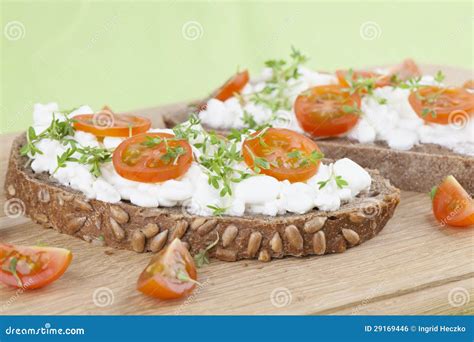 Cottage cheese snacks stock photo. Image of canape, green - 29169446