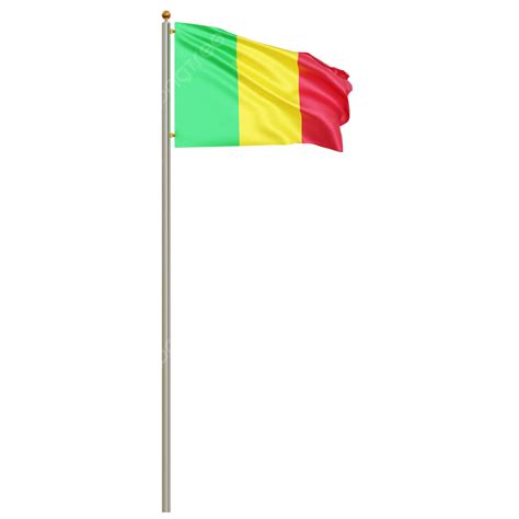 Mali Flag With Pole, Mali Flag Waving, Mali Flag Waving Transparent, Mali Flag PNG Transparent ...