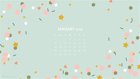 January 2019 Confetti Calendar Wallpaper - Sarah Hearts