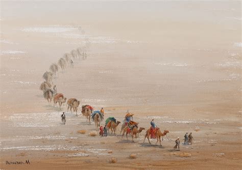 Caravan In Desert, Painting by Ulugbek Mukhamedov | Artmajeur