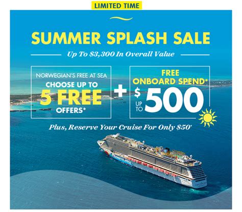 Summer Splash Sale from Norwegian Cruse Line Book Now for free