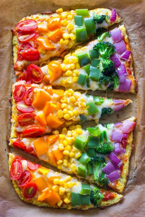 Regenbogen-Blumenkohl-Krusten-Pizza-Rezept | Rezepte, Leckeres essen ...