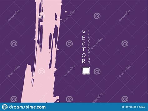 Abstract Ink Background. Chinese Calligraphy Art Style, Coral Paint Stroke Texture on Purple ...