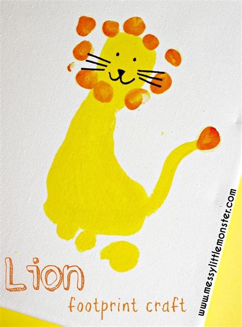 Lion Footprint Craft | Footprint crafts, Lion craft, Baby art projects