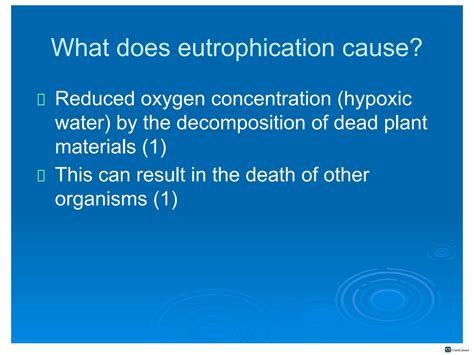 SOLUTION: Eutrophication (Sources of cultural eutrophication, Examples of eutrophication, Lake ...