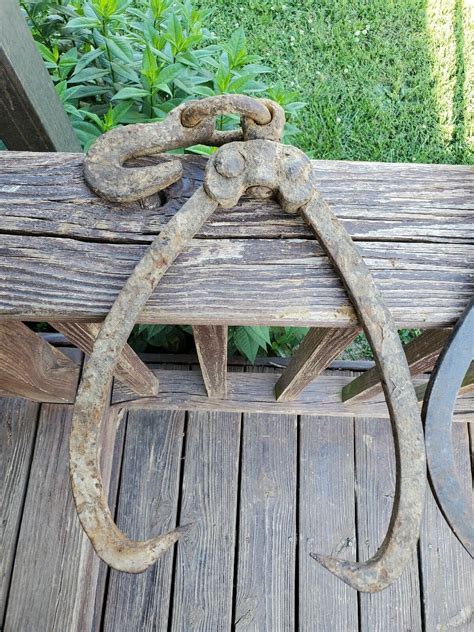 Vtg Swivel Log Wood Skidding & Ice Carrier Lifting Tongs Old Country ...