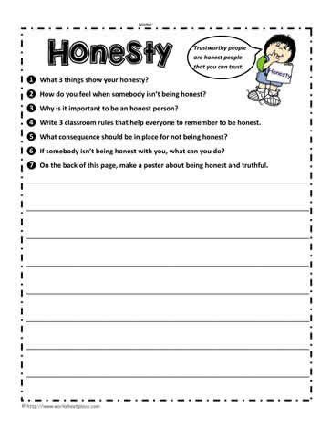 Character Traits Worksheet 2nd Grade Honesty Worksheet Worksheets ...