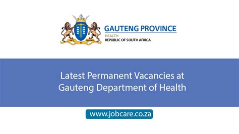 Latest Permanent Vacancies at Gauteng Department of Health - Jobcare