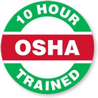 OSHA 10 Hour Trained Hard Hat Decals Signs, SKU: HH-0491