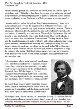 Frederick Douglass 4th of July Speech: Primary Document | TpT