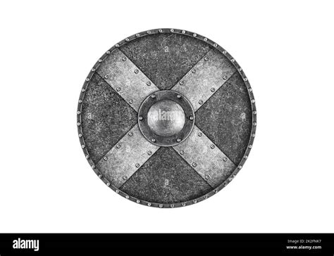 Old metal round shield isolated on white background Stock Photo - Alamy