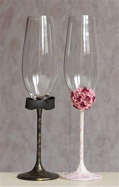 Glass Decoration Ideas / Diy Wedding Champagne Flutes Ideas To Toast ...