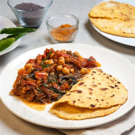 Tamarind chickpea & tomato curry with chapati | Recipe