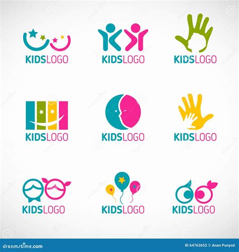 Kids Logo Vector Set Design Stock Vector - Image: 64763652