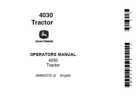 John Deere 4030 Tractor Operator’s Manual