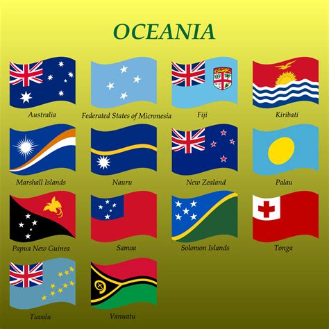 conjunto de ondulación banderas de Oceanía 21917595 Vector en Vecteezy