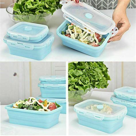 Sets of collapsible Silicone Food Storage Containers w/airtight