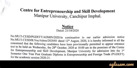 Manipur University Admission And Entrance Exam 2020 - Eligible ...