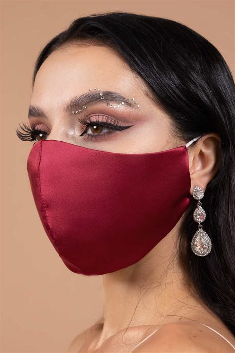 Satin Silk Face Mask, Reusable & Washable, 4 Layers | Burgundy ...