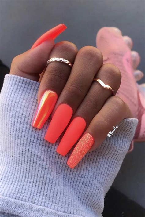 21 Neon Orange Nails and Ideas for Summer | StayGlam | Neon orange ...