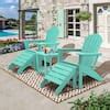 JUSKYS Classic All Weather Turquoise Plastic Adirondack Chair with Ottoman and Table CHOT001BL ...