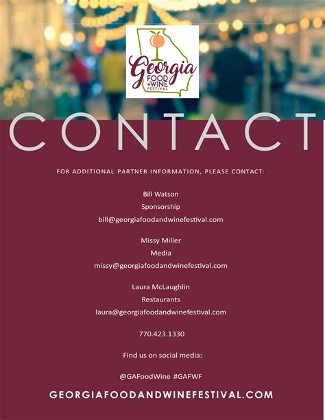 Contact - Georgia Food + Wine Festival