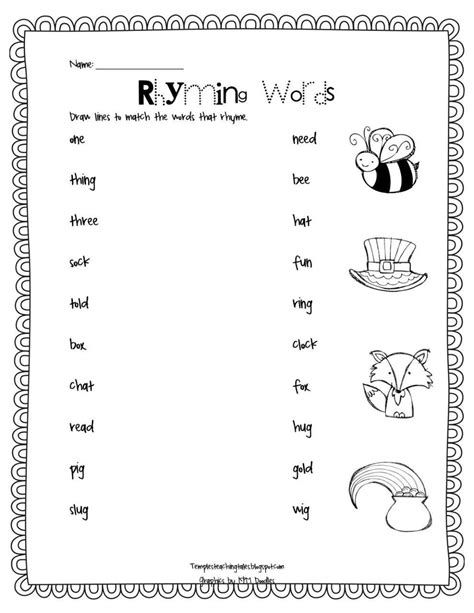 Rhyming Words Worksheet For Kindergarten Pdf - worksheeta