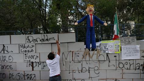 Mexicans build mock wall in Trump protest outside US embassy