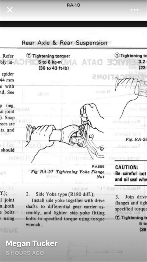 Torque specs for half shafts. | Bly, Datsun, Tighten