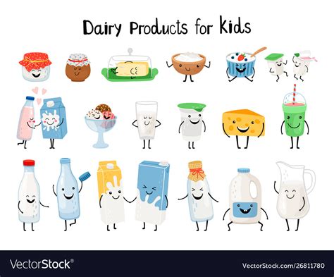 Dairy products for kids Royalty Free Vector Image