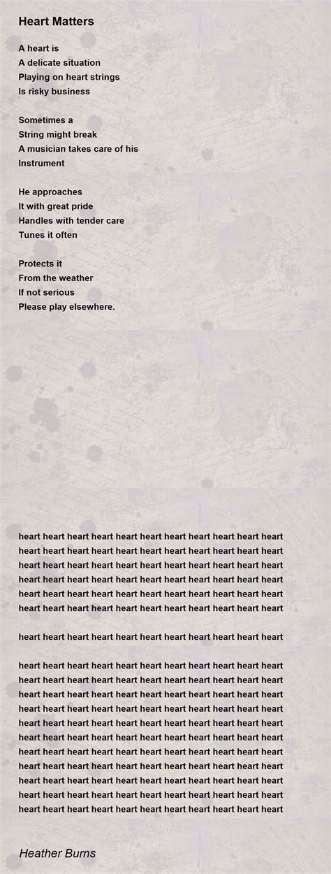 Heart Matters - Heart Matters Poem by Heather Burns