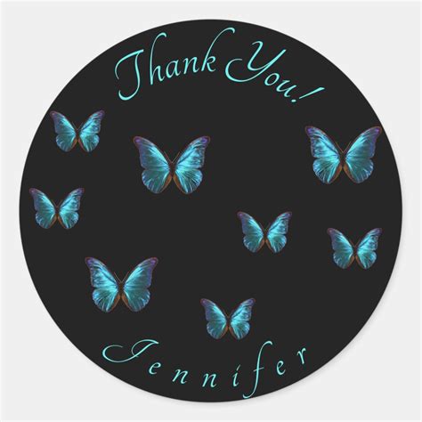 Blue Butterfly Thank You Sticker | Zazzle