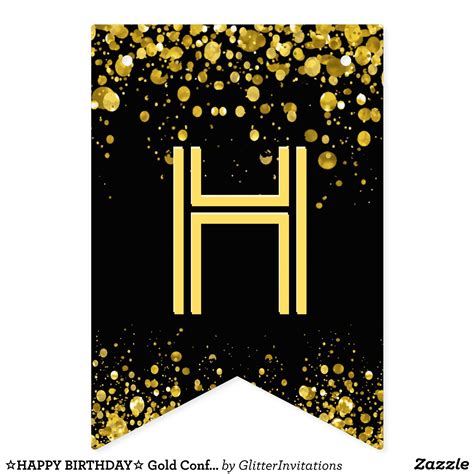 ☆HAPPY BIRTHDAY☆ Gold Confetti Bunting Flags | Zazzle | Happy birthday printable, Happy birthday ...