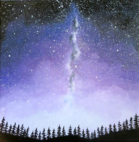 Galaxy Painting Original Night Sky Art Pine Trees Galaxy | Etsy | Night sky art, Galaxy painting ...