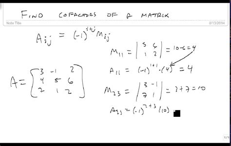 Find cofactors of a matrix - YouTube