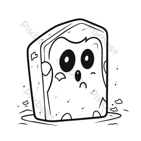 Outline Sketch Cartoon Black White Piece Of The Bread Drawing Vector ...