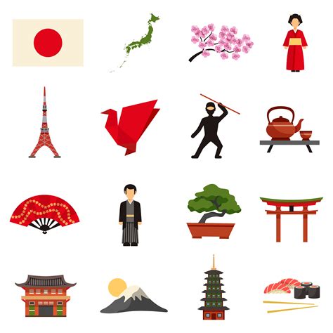 Japan Culture Flat Icons Set 478955 Vector Art at Vecteezy