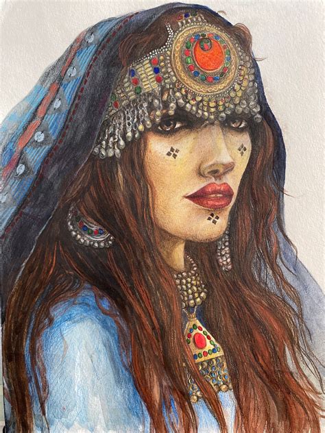 Afghan girl watercolor painting