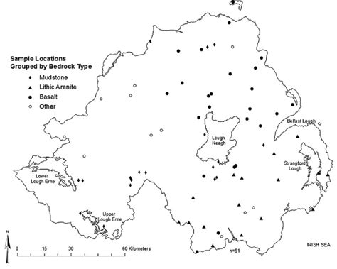 Northern Ireland soil sample location map for bioaccessibility testing ...