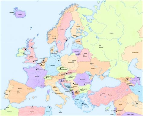 Big Map of Europe and capital cities | Europe map, Map, History travel