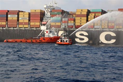 Large MSC Containership Suffers Fire Off Sri Lanka - Incident Photos