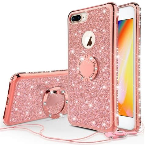 Apple iPhone SE 2020/iPhone 8/ 7 Case,Glitter Cute Phone Case Girls Kickstand,Bling Diamond ...