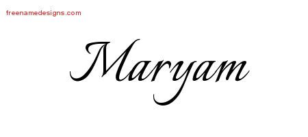 Calligraphic Name Tattoo Designs Maryam Download Free - Free Name Designs