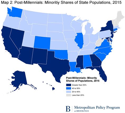 Minority % of the Post-Millennial population by US state | Millennials generation, Racial ...