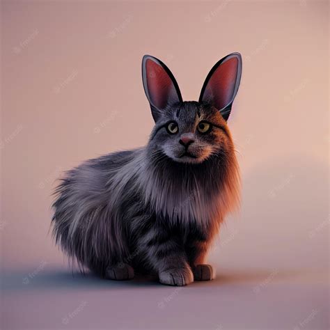 Premium Photo | Funny cat with rabbit ears fantasy illustration ...