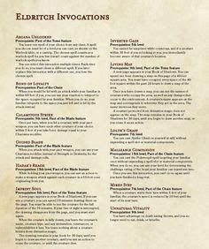 24 Warlock Invocation Addons ideas | invocation, dnd classes, d&d dungeons and dragons