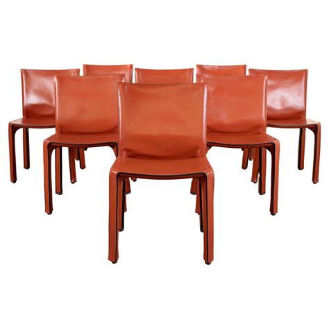 8 Mario Bellini CAB 413 Armchairs in Russian Red 'Cognac' Leather for Cassina at 1stDibs