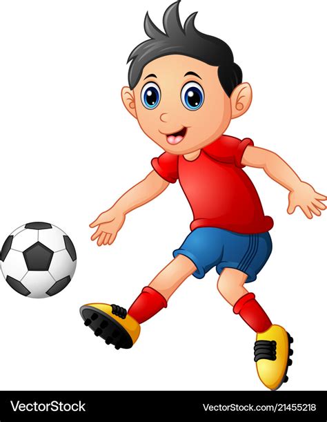 Cartoon boy playing football Royalty Free Vector Image